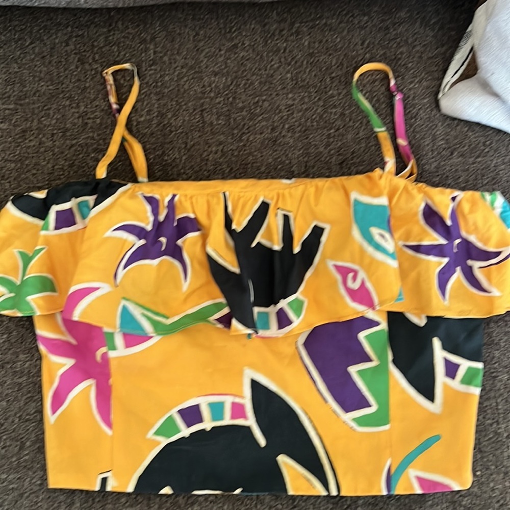 Zara Printed Crop Sleeveless Boho Top Size M - Picture 2 of 11